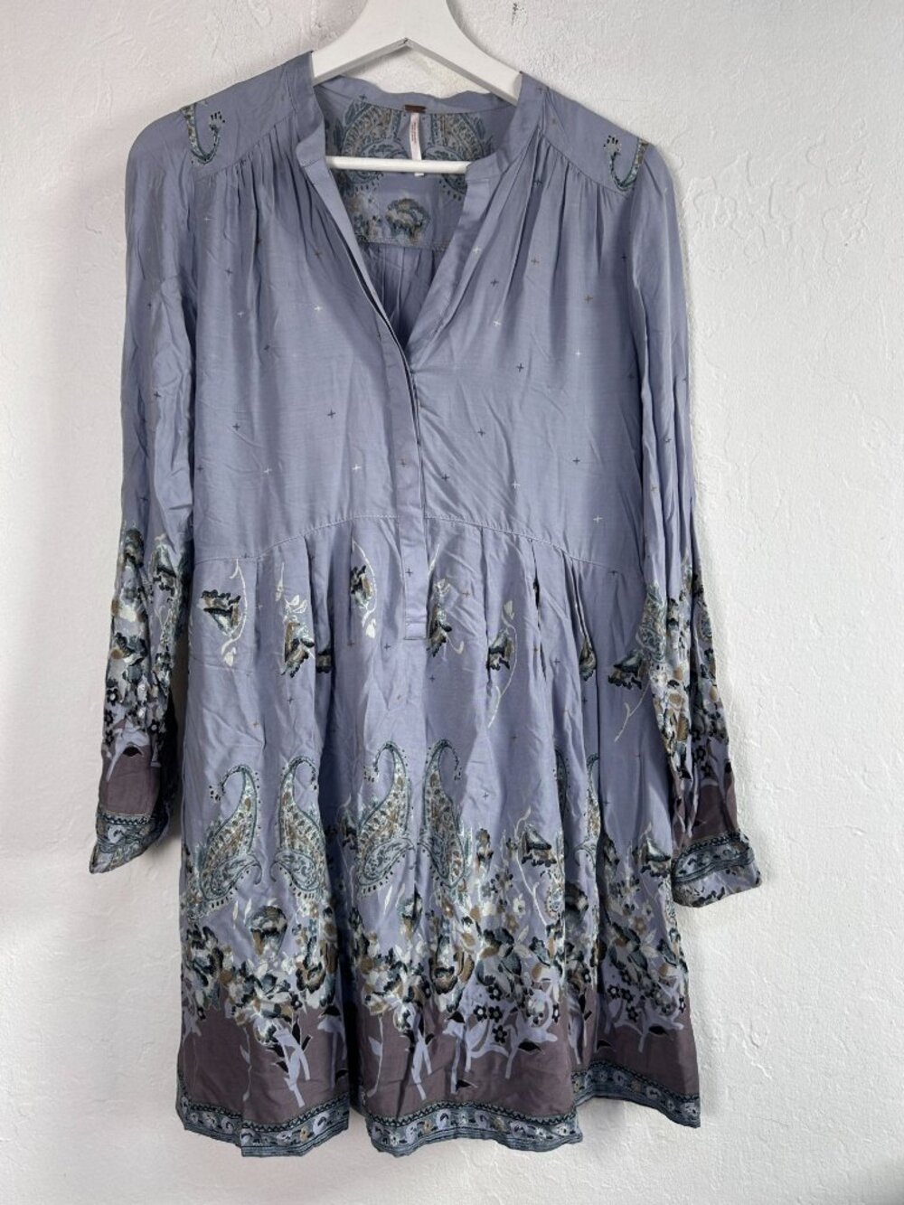 Free People Sierra Valley Mini Dress Fairy Etherial Floral Purple Gray Small